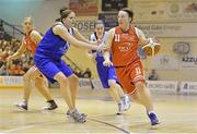 12 January 2013; Lindsay Peat, DCU Mercy, in action against Marie Breen, Team Montenotte Hotel Cork. 2013 Basketball Ireland Women's Superleague National Cup Semi-Final, DCU Mercy v Team Montenotte Hotel Cork, Neptune Stadium, Cork. Picture credit: Brendan Moran / SPORTSFILE