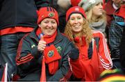 13 January 2013; Munster supporters Brenda O'Brien, from Kilworth, Co. Cork, left, and Niamh Barron, from Limerick, before the game. Heineken Cup, Pool 1, Round 5, Edinburgh v Munster, Murrayfield Stadium, Edinburgh, Scotland. Picture credit: Diarmuid Greene / SPORTSFILE