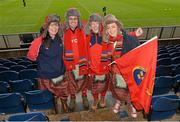 13 January 2013; Munster supporters, from left to right, Linda Molloy, Ray O'Halloran, Anne O'Halloran and Allisa Morissey, all from Limerick, at the game. Heineken Cup, Pool 1, Round 5, Edinburgh v Munster, Murrayfield Stadium, Edinburgh, Scotland. Picture credit: Diarmuid Greene / SPORTSFILE