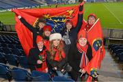 13 January 2013; Munster supporters, top row, from left to right, Trish Sheehan, Sinead Kearney, Janet Meehan, and Donna Mitchel with, bottom row, from left to right, Grainne Cross, Lauren Quinn MacDonagh and Ursula Mullane, all from Limerick, ahead of the game. Heineken Cup, Pool 1, Round 5, Edinburgh v Munster, Murrayfield Stadium, Edinburgh, Scotland. Picture credit: Diarmuid Greene / SPORTSFILE
