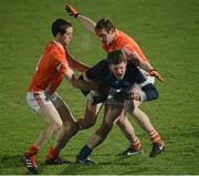 12 January 2013; Tomas Corr, Cavan, in action against Finnian Moriarty and Kieran Toner, Armagh. Power NI Dr. McKenna Cup, Section B, Round 2, Armagh v Cavan, Athletic Grounds, Armagh. Picture credit: Oliver McVeigh / SPORTSFILE
