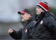 13 January 2013; Mickey Harte, Tyrone manager, left, with Gavin Devlin, assistant manager . Power NI Dr. McKenna Cup, Section C, Round 2, Antrim v Tyrone, Casement Park, Belfast, Co. Antrim. Picture credit: Oliver McVeigh / SPORTSFILE
