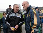 13 January 2013; Tipperary manager Eamon O'Shea before the start of the game with Offaly manager Ollie Baker. Inter-County Challenge Match, Tipperary v Offaly, Templemore, Co. Tipperary. Picture credit: Matt Browne / SPORTSFILE