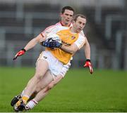13 January 2013; Michael Polock, Antrim, in action against Aidan McCrory, Tyrone. Power NI Dr. McKenna Cup, Section C, Round 2, Antrim v Tyrone, Casement Park, Belfast, Co. Antrim. Picture credit: Oliver McVeigh / SPORTSFILE