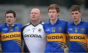 13 January 2013; Tipperary players, from left, Barry Grogan, Paul Fitzgerald, Philip Quirke and Steven O'Brien. McGrath Cup Quarter-Final, Cork v Tipperary, Páirc Ui Rinn, Cork. Picture credit: Brendan Moran / SPORTSFILE