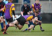 15 January 2013; Daire Gannon, Ratoath C.C , is tackled by Collie Joyce Ahearne, CBS Wexford. Senior Development Cup Final, CBS Wexford v Ratoath C.C, Donnybrook Stadium, Donnybrook, Dublin. Picture credit: David Maher / SPORTSFILE