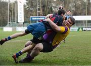 15 January 2013; Darragh Walsh, Ratoath C.C, is tackled by Ciaran Kavanagh, CBS Wexford. Senior Development Cup Final, CBS Wexford v Ratoath C.C, Donnybrook Stadium, Donnybrook, Dublin. Picture credit: David Maher / SPORTSFILE
