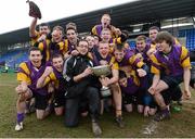 15 January 2013; CBS Wexford head coach Sean Ahearne and his players celebrate with the cup. Senior Development Cup Final, CBS Wexford v Ratoath C.C, Donnybrook Stadium, Donnybrook, Dublin. Picture credit: David Maher / SPORTSFILE