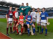 16 January 2013; In attendance at the launch of the Aer Lingus International Hurling Festival at GAA headquarters, Croke Park, are back row, from left, Brendan Bugler, Clare, Kevin Moran, Waterford, Laura McCabe and Claire Sutton, Aer Lingus, Brian Hogan, Kilkenny, Joe Canning, Galway, and Shane O'Neill, Cork. Front row, from left, Shane McGrath, Tipperary, and Fergal Moore, Galway. From Wednesday 18th to Saturday 21st September 2013, Aer Lingus will host the first ever International Hurling Festival, in association with The Gathering, and supported by the GAA and Etihad Airways. Croke Park, Dublin. Picture credit: David Maher / SPORTSFILE