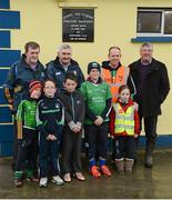 13 January 2013; Clare manager Mick O'Dwyer poses for a picture with St. Senan's GAA Club members ahead of the game. McGrath Cup Quarter-Final, Limerick v Clare, Pairc na nGael, Foynes, Co. Limerick. Picture credit: Stephen McCarthy / SPORTSFILE