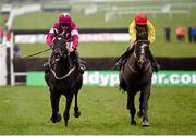 19 January 2013; Tofino Bay, with Davy Russell up, left, on the way to winning the Woodlands Park 100 Club Novice Steeplechase from second place Aupcharlie, with Andrew Lynch up. Naas Racecourse, Naas, Co. Kildare. Photo by Sportsfile