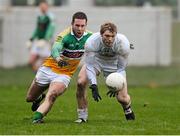20 January 2013; Tomas O'Connor, Kildare, in action against Shane Sullivan, Offlay. Bórd na Móna O'Byrne Cup, Semi-Final, Offaly v Kildare, O'Connor Park, Tullamore, Co. Offaly. Picture credit: David Maher / SPORTSFILE