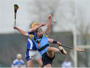 20 January 2013; Bill O'Carroll, UCD, in action against Shane Hanlon. Bord na M—na Walsh Cup, First Round, Laois v UCD, Rathdowney-Errill GAA Club, Kelly Daly Park, Rathdowney, Co. Laois. Picture credit: Dáire Brennan / SPORTSFILE
