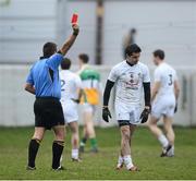20 January 2013; Referee Joe Curley shows the red card to Mikey Conway, Kildare. Bórd na Móna O'Byrne Cup, Semi-Final, Offaly v Kildare, O'Connor Park, Tullamore, Co. Offaly. Picture credit: David Maher / SPORTSFILE