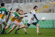 20 January 2013; Sean Johnston, Kildare, in action against Brian Darby and Sean Pender, Offlay. Bórd na Móna O'Byrne Cup, Semi-Final, Offaly v Kildare, O'Connor Park, Tullamore, Co. Offaly. Picture credit: David Maher / SPORTSFILE