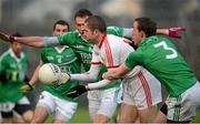 20 January 2013; Stephen O'Neill, Tyrone, in action against James Sherry and Shane Lyons, Fermanagh. Power NI Dr. McKenna Cup, Semi-Final, Tyrone v Fermanagh, Athletic Grounds, Armagh. Picture credit: Oliver McVeigh / SPORTSFILE