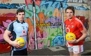 22 January 2013; Setanta Sports will broadcast 15 Allianz League matches over the course of the 2013 season and midfielders Michael Darragh MacAuley, Dublin, left, and Aidan Walsh, Cork, were in Dublin today to promote the first weekend of action on Setanta which features Dublin welcoming last year’s league champions Cork to Croke Park. Also confirmed for the first weekend is the meeting of Kildare and All-Ireland champions Donegal and the all Ulster clash between Down and Tyrone. Windmill Lane, Dublin. Picture credit: Brian Lawless / SPORTSFILE