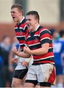 22 January 2013; Adam Garvey and Sam Byers, left, Wesley College, celebrate victory over St Andrews. Vinny Murray Schools Cup, 2nd Round, Wesley College v St Andrews, NUI Maynooth, Maynooth, Co. Kildare. Picture credit: Brendan Moran / SPORTSFILE