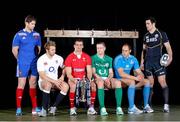 21 January 2013; In attendance at the launch of the 2013 RBS Six Nations Championship are captains, from left to right, France's Pascal Pape, England's Chris Robshaw, Wales' Sam Warburton, with the RBS Six Nations Trophy, Ireland's Jamie Heaslip, Italy's Sergio Parisse and Scotland's Kelly Brown. RBS Six Nations Championship 2013 Launch, The Hurlingham Club, Fulham, London, England. Picture credit: Andrew Fosker / SPORTSFILE