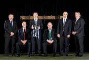 21 January 2013; In attendance at the launch of the 2013 RBS Six Nations Championship are head coaches, from left to right, Italy's Jacques Brunel, England's Stuart Lancaster, Wales' Rob Howley, with the RBS Six Nations Trophy, Ireland's Declan Kidney, France's Philippe Saint-Andre and Scotland's Scott Johnson. RBS Six Nations Championship 2013 Launch, The Hurlingham Club, Fulham, London, England. Picture credit: Andrew Fosker / SPORTSFILE