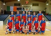 23 January 2013; The Colaiste Choilm Tullamore squad. All-Ireland Schools Cup U19B Boys Final, Colaiste Choilm Tullamore, Offaly v Palmerstown Community School, Dublin, National Basketball Arena, Tallaght, Dublin. Picture credit: Matt Browne / SPORTSFILE