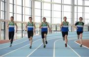 23 January 2013; Athlone Institute of Technology athletes test the track at the Athlone Institute of Technology International Arena. The €10 million facility has a footprint of 6,818m² and an overall building floor area of 9,715m². Some 850 tonnes of structural steel and 50,000 concrete blocks went into the construction of the facility which can house 2,000 spectators. Athlone Institute of Technology, Athlone, Co. Westmeath. Picture credit: Stephen McCarthy / SPORTSFILE
