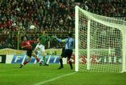 2 April 2003; Republic of Ireland's Gary Breen scores a late goal but it was subsequently disallowed. 2004 European Championship Qualifier, Albania v Republic of Ireland, Q Stafa Stadium, Tirana, Albania. Soccer. Picture credit; Damien Eagers / SPORTSFILE *EDI*