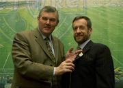 12 April 2003; Outgoing GAA President Sean McCague, left, hands over the 'Medal of office' to the new President Sean Kelly at the 2003 GAA Congress. Europa Hotel, Belfast, Co Antrim. Picture credit; Ray McManus / SPORTSFILE *EDI*