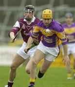 13 April 2003; Michael Jordan, Wexford, in action against Galway's Declan O'Brien. Allianz National Hurling League, Division 1, Galway v Wexford, Pearse Stadium, Galway. Picture credit; SPORTSFILE