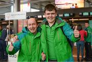 25 January 2013; Special Olympics Team Ireland athletes Gary Burton, left, from Sallynoggin, Co. Dublin, and Stuart Brierton, from Bray, Co. Wicklow, ahead of their departure to South Korea where they will compete at the 2013 Special Olympics World Winter Games from the 29th of January to the 5th of February. To follow Team Ireland’s progress at these Games visit www.specialolympics.ie/wintergames. Dublin Airport, Dublin. Picture credit: Ray McManus / SPORTSFILE