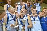 25 January 2013; Bord Gáis Neptune captain Ger Noonan and his team-mates celebrate with the cup. 2013 Nivea for Men's Superleague National Cup Final, Bord Gáis Neptune v UL Eagles, National Basketball Arena, Tallaght, Dublin. Picture credit: Barry Cregg / SPORTSFILE