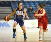 26 January 2013; Lesley Ann Wilkinson, Glanmire, in action against Aoife Dineen, Brunell. Basketball Ireland Women's U18 National Cup Final, Glanmire, Cork v Brunell, Cork, National Basketball Arena, Tallaght, Dublin. Photo by Sportsfile