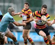 26 January 2013; Ross McCarron, Lansdowne, is tackled by Anthony Kavanagh, Garryowen. Ulster Bank League, Division 1, Garryowen v Lansdowne, Dooradoyle, Limerick. Picture credit: David Maher / SPORTSFILE