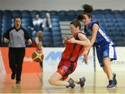 26 January 2013; Jolie Niland, Oblate Dynamos, in action against Sinead MacKessy, right, Tralee Imperials. Basketball Ireland Senior Women's National Cup Final, Tralee Imperials, Kerry v Oblate Dynamos, Dublin, National Basketball Arena, Tallaght, Dublin. Photo by Sportsfile