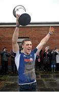 26 January 2013; Leinster captain James Nolan lifts the cup. Under 18 Club Interprovincial Final, Leinster v Connacht, Mullingar RFC, Mullingar, Co. Westmeath. Picture credit: Dáire Brennan / SPORTSFILE