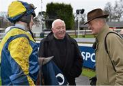 26 January 2013; Winning owner Martin Lynch with jockey Emmet Mullins and trainer Willie Mullins after Abbey Lane won the Boylesports.com Hurdle. Leopardstown Racecourse, Leopardstown, Co. Dublin. Picture credit: Brendan Moran / SPORTSFILE