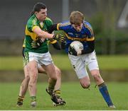 26 January 2013; Philip Quirke, Tipperary, in action against Michael Geaney and Jack Sherwood, Kerry. McGrath Cup Final, Kerry v Tipperary, Sean Treacy Park, Tipperary Town, Co. Tipperary. Picture credit: Matt Browne / SPORTSFILE