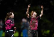 26 January 2013; Ailbhe O'Nolan, right, and Louise Conville, Carlow, celebrate their side's victory. Leinster Women's Club Rugby League Division 2 Final, Carlow v Old Belvedere. Athy RFC, The Showgrounds, Athy, Co. Kildare. Picture credit: Stephen McCarthy / SPORTSFILE