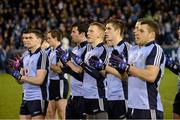 26 January 2013;The Dublin team stand and applaud the career of the late Kevin Heffernan before the game. Bórd na Móna O'Byrne Cup Final, Dublin v Kildare, Parnell Park, Donnycarney, Dublin. Picture credit: Ray McManus / SPORTSFILE