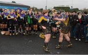 26 January 2013; Railway Union captain Shirley Corcoran is sprayed with champagne by team-mate Naomi Cooney after their victory. Leinster Women's Club Rugby League Division 3 Final, Railway Union v Clondalkin. Athy RFC, The Showgrounds, Athy, Co. Kildare. Picture credit: Stephen McCarthy / SPORTSFILE