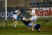 26 January 2013; Tomás O'Connor shoots past the Dublin goalkeeper Shane Supple to score the only goal of the game for Kildare. Bórd na Móna O'Byrne Cup Final, Dublin v Kildare, Parnell Park, Donnycarney, Dublin. Picture credit: Ray McManus / SPORTSFILE