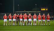 26 January 2013; The Tyrone team stand for the national anthem. Power NI Dr. McKenna Cup Final, Tyrone v Monaghan, Athletic Grounds, Armagh. Picture credit: Oliver McVeigh / SPORTSFILE