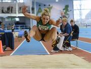 27 January 2013; Kelly Proper, From Ferrybank AC, Co. Waterford, competing in the Women's long jump event. Athletics Ireland Open Indoor Games 2013, Athlone Institute of Technology Arena, Athlone, Co. Westmeath. Picture credit: Matt Browne / SPORTSFILE