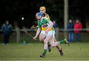 27 January 2013; Dermot Mooney, Offaly, in action against Michael O'Regan, Wexford. Bórd na Móna Walsh Cup, Second Round, Wexford v Offaly, Wexford v Offaly, Pairc Naomh Brid, Blackwater GAA Club, Co. Wexford. Picture credit: Ray McManus / SPORTSFILE