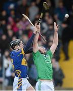 27 January 2013; Shane Dowling, Limerick, in action against Paul Curran, Tipperary. Waterford Crystal Cup Quarter-Final, Tipperary v Limerick, McDonagh Park, Nenagh, Co. Tipperary. Picture credit: Diarmuid Greene / SPORTSFILE