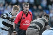 27 January 2013; Brian MacNeice, referee. Powerade Leinster Schools Senior Cup, 1st Round, Terenure College v Belvedere College SJ, Donnybrook Stadium, Donnybrook, Dublin, Picture credit: Brian Lawless / SPORTSFILE