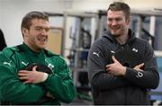 28 January 2013; Ireland's Mike Sherry, left, and Donnacha Ryan during squad training ahead of their opening RBS Six Nations Rugby Championship match against Wales on Saturday. Ireland Rugby Squad Training, Carton House, Maynooth, Co. Kildare. Picture credit: David Maher / SPORTSFILE