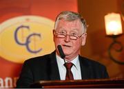 28 January 2013; Down county chairman Seamus Walsh speaking during a press conference ahead of their Allianz Football League game against Tyrone on Sunday. Down Football Press Conference, Canal Curt Hotel, Newry, Co. Down. Picture credit: Oliver McVeigh / SPORTSFILE