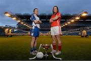 29 January 2013; Monaghan's Sharon Courtney and Cork's Ann Marie Walsh, right, in attendance at the 2013 Ladies National Football League launch and Tesco Homegrown sponsorship announcement of the league. Croke Park, Dublin. Photo by Sportsfile