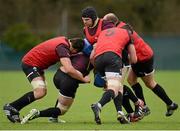 29 January 2013; Ireland's Mike Ross with the rest of his pack during squad training ahead of their opening RBS Six Nations Rugby Championship match against Wales on Saturday. Ireland Rugby Squad Training, Carton House, Maynooth, Co. Kildare. Picture credit: Brendan Moran / SPORTSFILE